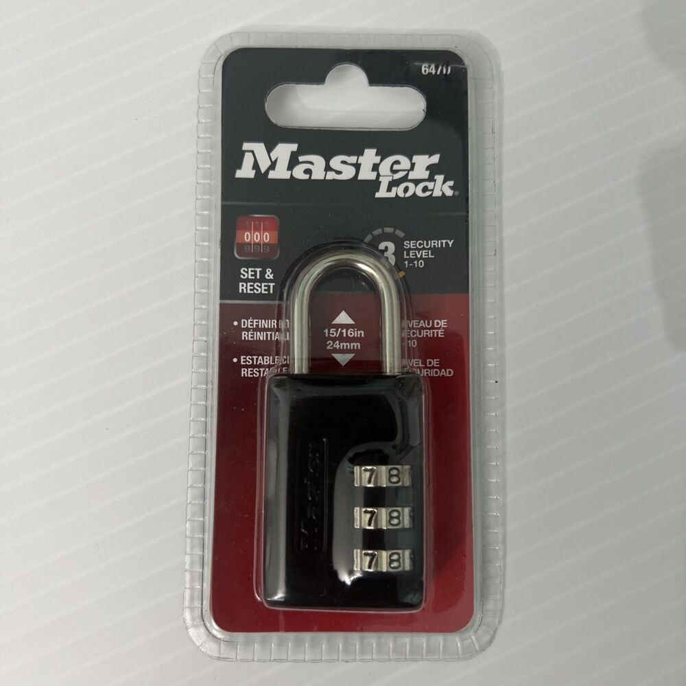 Master Lock 647D Set Your Own 3 Digit Combination Padlock New Sealed, Black NIP
